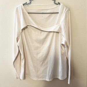 A New Day NWT Size XXL Cream Long Sleeve Ribbed Top